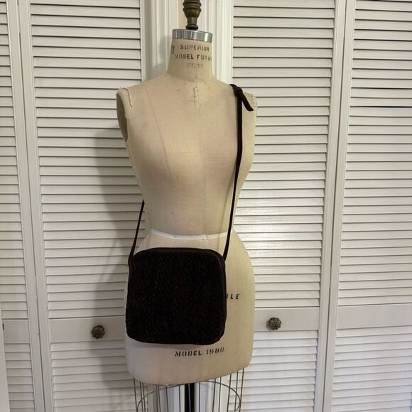 Sharif Vintage Brown Woven Suede and Gold Bag - Picture 2 of 11